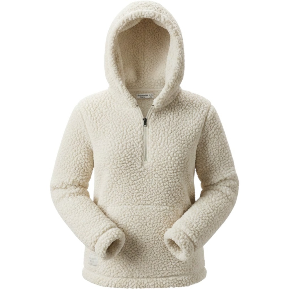 Abercrombie Kids Cream Sherpa Fleece Quarter Zip Hoodie Size 13/14 Womens XS